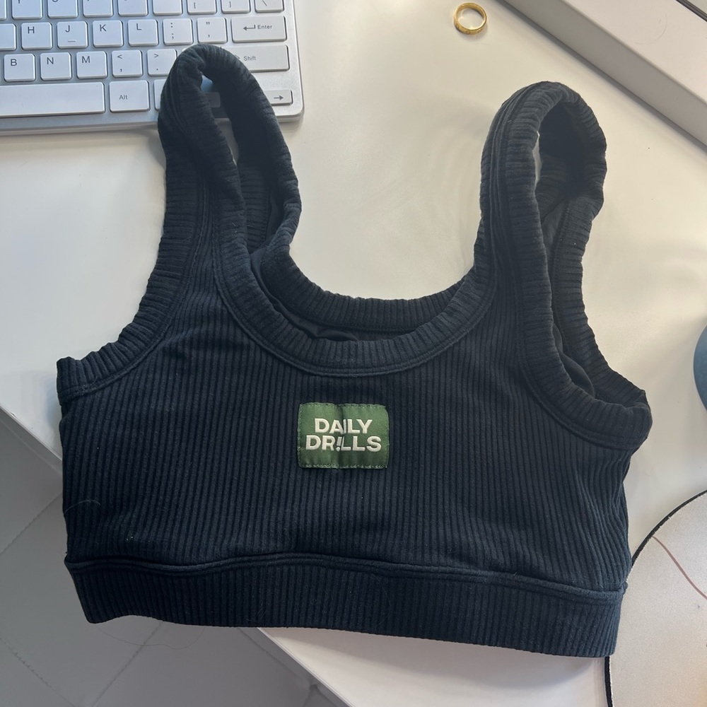Daily Drills Black Ribbed Bra